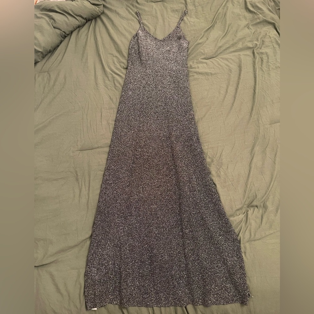 Mango Sparkling Silver Maxi Dress